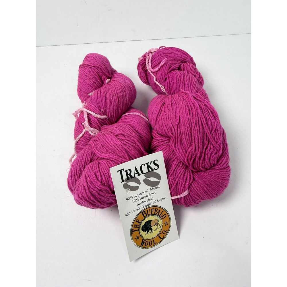 The‎ Buffalo Wool Co Yarn Superwash Merino & Bison Down Sockweight Lot Of 2 Pink